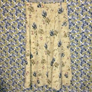 Handmade Vintage 90s Butter Yellow Floral Skirt